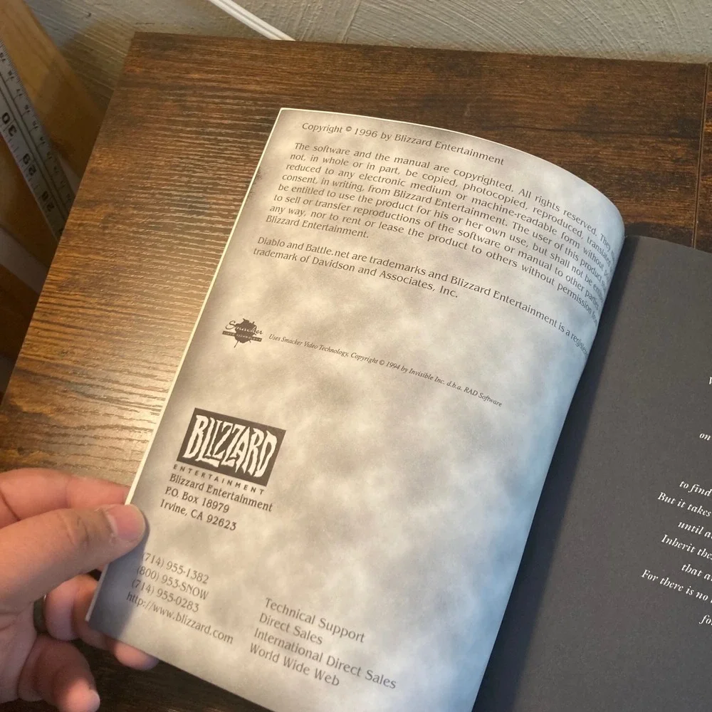 Diablo Original Game Manual Full Size for PC Big Box Edition